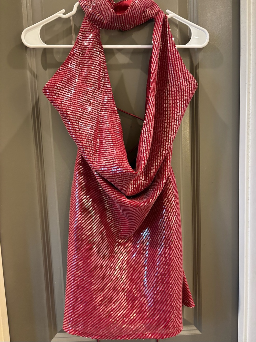 Peppermayo Red Sequin Plunge Backless Mini Dress - Picture 2 of 4